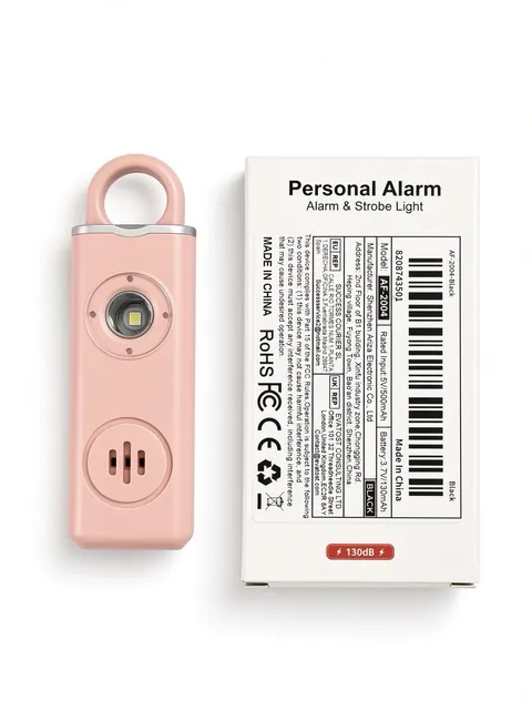 130dB Personal Safety Alarm AF-2004 Rechargeable LED Strobe Light Pink