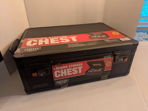 NEW Vaultz Locking Storage Chest with Combination Locks and Cable Black 