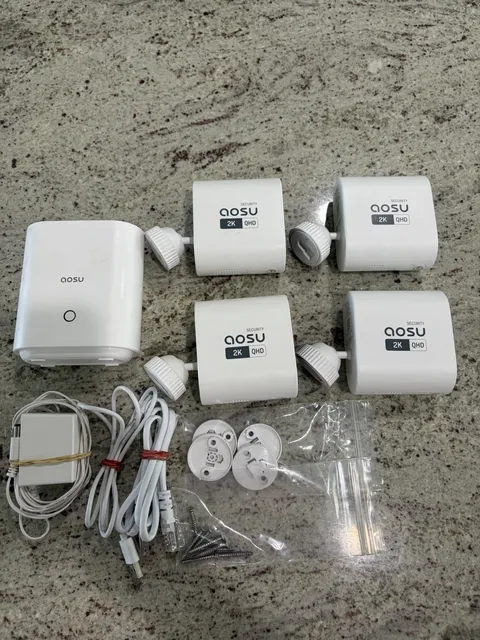 AOSU WirelessCam Pro 2K QHD Security Camera System 4 Cameras & HomeBase H1L