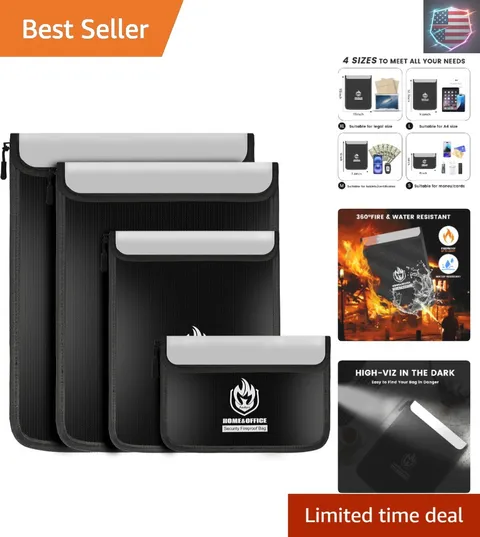 4 Pack Fireproof Document Bags, Waterproof Document Pouch Holder with Zipper,...