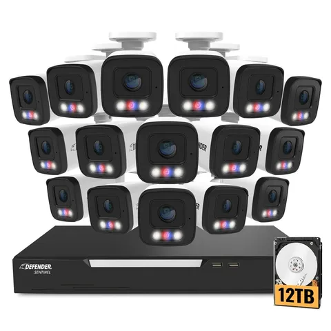 Defender Sentinel AI 16-Channel 16-Camera 4K Security System 12TB Free Shipping