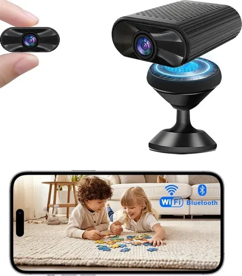 Mini Surveillance Camera 4K HD Wi-Fi Bluetooth Night Vision Cloud Storage Black