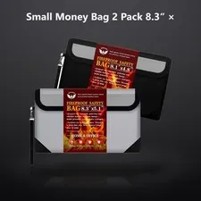 Small Money Bag 2 Pack 8.3“ × 5.1”，Zippere Fireproof Waterproof ocument Bag， ...