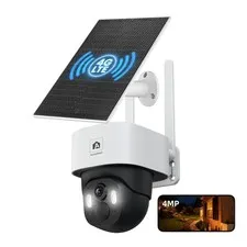4G LTE Cellular Solar Security Camera Wireless Outdoor, No WiFi Solar Powered...