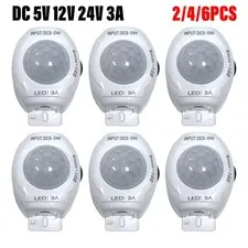 DC 5V-24V 3A PIR Motion Sensor Light Switch IR Detector Time Delay 2/4/6PCS US