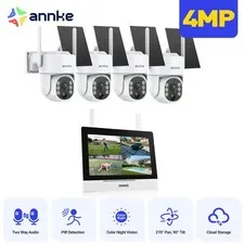 ANNKE Wireless 7" Monitor 4MP PT Security Camera System Solar Powered 2-Way Talk