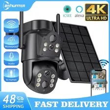 4K 8MP WIFI Solar Camera with 7800 Mah Battery Dual Lens Wireless PTZ Camera Col