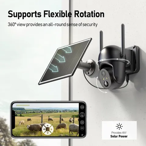 SEHMUA 4G LTE Cellular Security Camera Outdoor Solar (Panel Included) 2k - BLACK