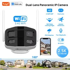 Tuya 4MP 2.5K Dual Lens Security Camera 180° Night Vision Two Way Talk US Plug