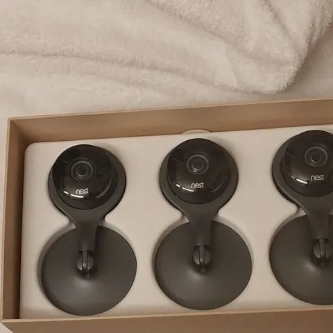3 New Nest Cam Indoor 1080p Wi-Fi IP Surveillance Camera, Black, Wall Mount, USB