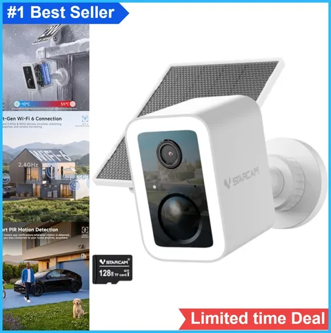 Wireless Solar Security Camera 2K Battery Powered Magnetic Mount PIR Human