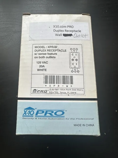 New X-10 Pro XPR-W Duplex Receptacle w/ sense Feature On Both Outlets White