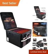 Zipper Closure Fireproof Document Box - Portable & Water-Resistant Organizer