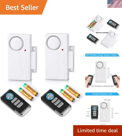 Programmable Wireless Door Alarm with Remote | 105 dB Alert for Peace of Mind