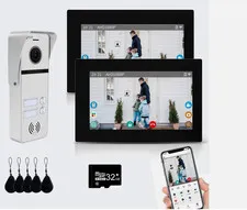 Wired Apartment Video Intercom System 2 Units 7 Inches Touch Monitor Wireless