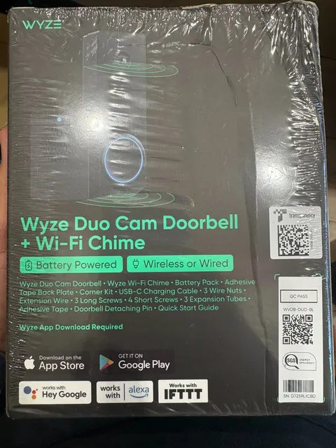 WYZE Wireless Duo Cam Video Doorbell (Chime Included), Battery Powered, 2K Full