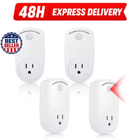 Macarrie Motion Sensor Sockets - 4 Pack Indoor Plug-in Light Control