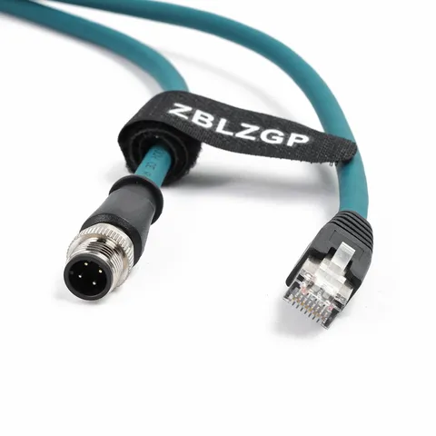 M12 4 Position DCoded Male To RJ45 Cat5e Ethernet Waterproof Cable Sensor 2M