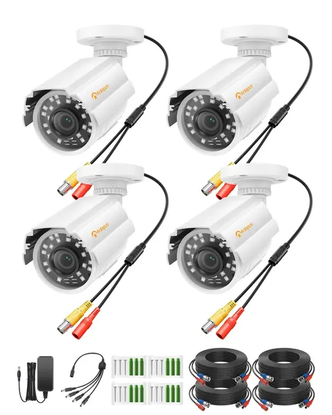 Anlapus 4 Pack 1080P HD Security Cameras IP66 Weatherproof 80ft Night Vision 2MP