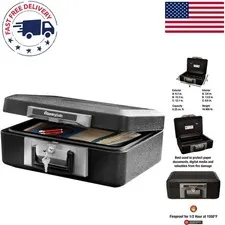 Fireproof Safe Box with Key Lock - Secure Storage for Money & Jewelry