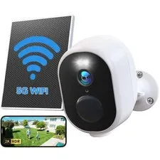 Solar Security Cameras Wireless Outdoor, 5G & 2.4GHz WiFi, 2K Outdoor Battery...