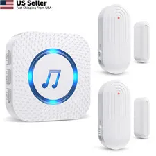 Door Chime,SanJie Wireless Sensor 2 Sensors + 1 Receiver White, White