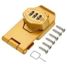 Keyless Cabinet Combination Lock 3" 3-Digit Password Hasp Lock Gold