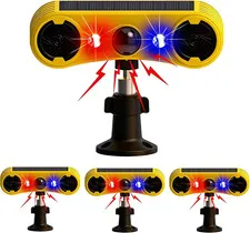 Solar Motion Sensor Alarm - 129Db Sound & Strobe Light for Home Security (4 Pack