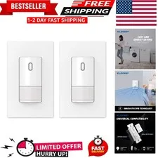 Smart Motion Activated Light Switch - 2 Pack, PIR Infrared Control,  Certified