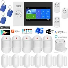 TUYA WiFi+4G Kits Home Burglar Security Alarm System w/Touch Keypad PIR DOOR