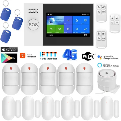 TUYA WiFi+4G Kits Home Burglar Security Alarm System w/Touch Keypad PIR DOOR