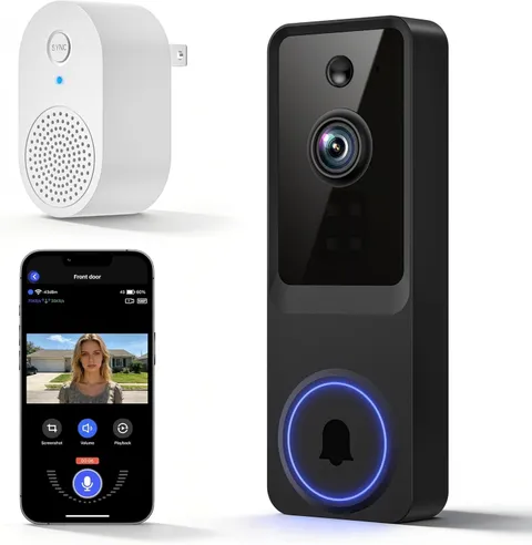Tuflorexa 1080p Wireless Wi-Fi Video Doorbell Camera with Smart Human Detecti...