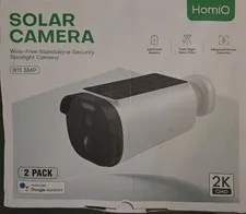 2 Pack HomiQ 3MP 2K Solar Camera, 5Ghz & 2.4Ghz WiFi 3MP, WHITE 🔥New🔥