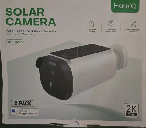 2 Pack HomiQ 3MP 2K Solar Camera, 5Ghz & 2.4Ghz WiFi 3MP, WHITE 🔥New🔥