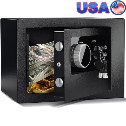 Secure Steel Safe W/ Dual Access Codes Durable Anti-Theft Storage Box Valuables