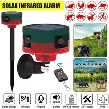 Solar Alarm LED Strobe Light Infrared Motion Sensor Detector for Home, Farm,Yard