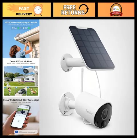 Wireless Solar Security Camera 2K 5MP Outdoor with Smart AI Detection, Argus Eco