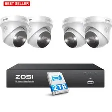 Security Camera System 4K PoE 4pcs Outdoor Cameras 98Ft Night Vision