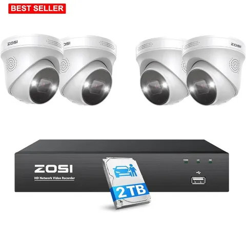 Security Camera System 4K PoE 4pcs Outdoor Cameras 98Ft Night Vision