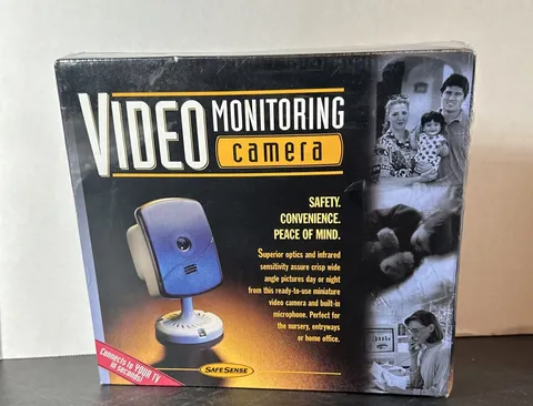 SafeSense Video Monitoring Camera Black & White Wide Angle New/Sealed 1998 RARE