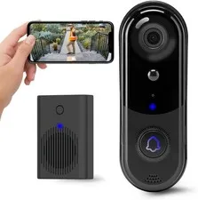 HD Wireless Video Doorbell Camera with Chime, Smart Human Detection, Real-tim...