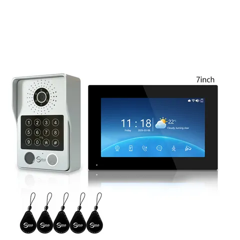 5-in-1 Wired Video Door Phone, 7" Touch Screen, Tuya APP Remote Unlock, Motion