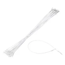 20Pcs Security Tags Lanyards Wire Loop (14", White), Steel Wire Cable Loop