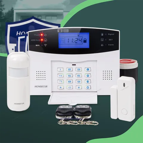 HOMSECUR Wireless &wired WIFI 4G SMS Autodial Home Alarm System SOS Intercom