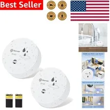 2 Pack Water Leak Detectors 100dB Flood Sensor Alarm Home Basement Bathroom W...