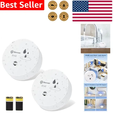 2 Pack Water Leak Detectors 100dB Flood Sensor Alarm Home Basement Bathroom W...