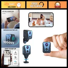 4K HD Mini Security Camera with Night Vision, WiFi, 100 Days Battery, Motion Det