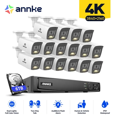 ANNKE 12MP 16CH NVR 4K PoE Security Camera System Two Way Audio Human Detection