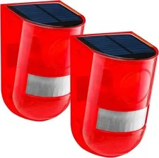 2 Solar Sound and Light Alarm Motion Sensor, Wall Mounted Outdoor & Farm Moti...