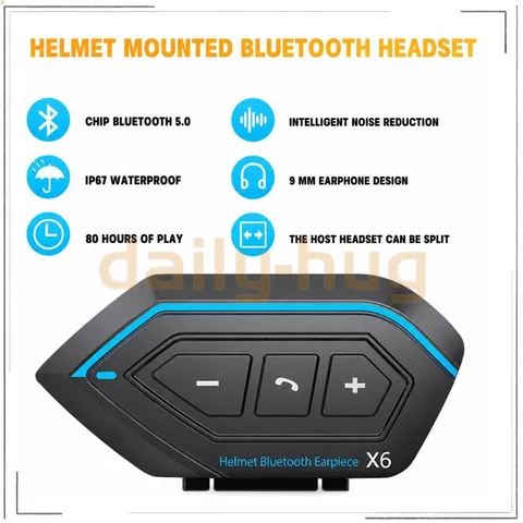 Bluetooth 5.0 Motorcycle Helmet Headset Wireless Motorbike Hands-free Waterproof